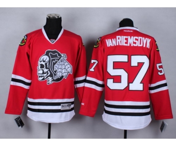 Chicago Blackhawks #57 Trevor van Riemsdyk Red With Black Skulls Jersey