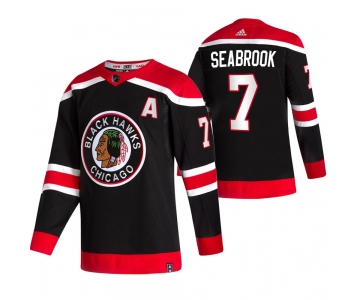 Chicago Blackhawks #7 Brent Seabrook Black Men's Adidas 2020-21 Reverse Retro Alternate NHL Jersey