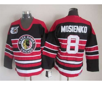 Chicago Blackhawks #8 Bill Mosienko Black Pinstripe 75TH CCM Vintage Throwback Jersey