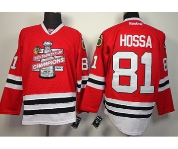 Chicago Blackhawks #81 Marian Hossa 2013 Champions Commemorate Red Jersey