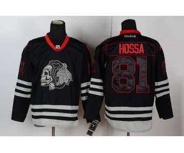 Chicago Blackhawks #81 Marian Hossa Black Ice Skulls Jersey