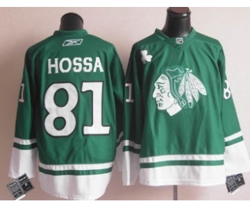 Chicago Blackhawks #81 Marian Hossa St. Patrick's Day Green Jersey