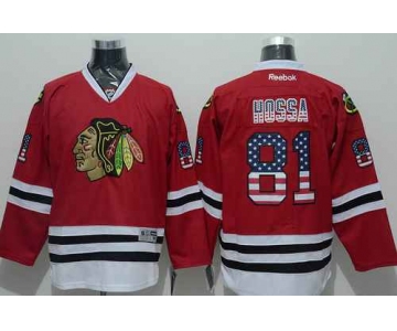 Chicago Blackhawks #81 Marian Hossa USA Flag Fashion Red Jersey