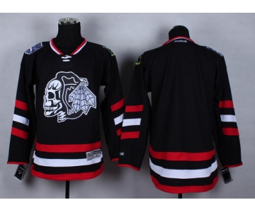 Chicago Blackhawks Blank 2014 Stadium Series Black With Black Skulls Jersey