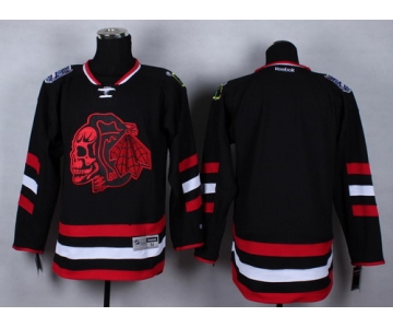 Chicago Blackhawks Blank 2014 Stadium Series Black With Red Skulls Jersey