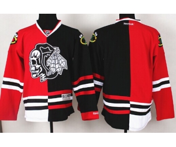 Chicago Blackhawks Blank Red/Black Two Tone With Black Skulls Jersey