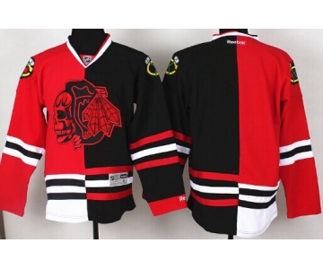 Chicago Blackhawks Blank Red/Black Two Tone With Red Skulls Jersey