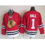 Men's Chicago Blackhawks #1 Glenn Hall 1957-58 Red Vintage Jersey