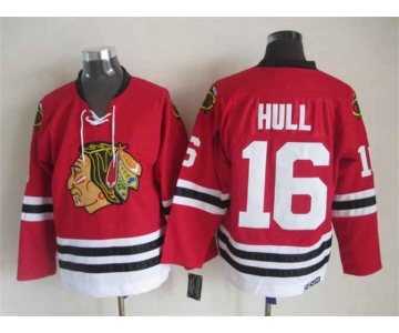 Men's Chicago Blackhawks #16 Bobby Hull 1957-58 Red CCM Vintage Throwback Jersey