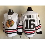Men's Chicago Blackhawks #16 Bobby Hull White CCM Vintage Throwback Jersey