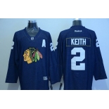 Men's Chicago Blackhawks #2 Duncan Keith Navy Blue Denim Fabric Fashion Jersey