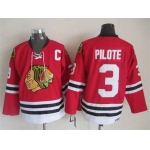 Men's Chicago Blackhawks #3 Pierre Pilote 1957-58 Red Vintage Jersey