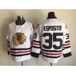 Men's Chicago Blackhawks #35 Tony Esposito White CCM Vintage Throwback Jersey