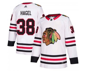 Men's Chicago Blackhawks #38 Brandon Hagel Adidas Authentic Away White Jersey