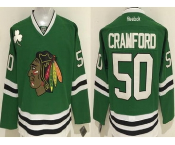 Men's Chicago Blackhawks #50 Corey Crawford Green Hockey Jersey