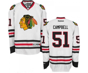 Mens Chicago Blackhawks #51 Brian Campbell White Hockey Stitched NHL Jersey