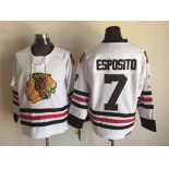 Men's Chicago Blackhawks #7 Tony Esposito 1999 White CCM Vintage Throwback Jersey