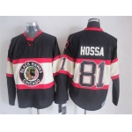 Men's Chicago Blackhawks #81 Marian Hossa Black Third CCM Vintage Throwback Jersey