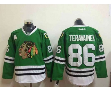 Men's Chicago Blackhawks #86 Teuvo Teravainen Green Jersey