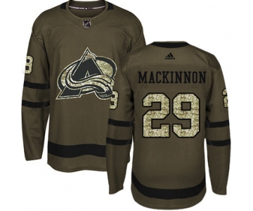 Adidas Avalanche #29 Nathan MacKinnon Green Salute to Service Stitched Youth NHL Jersey