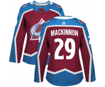 Adidas Colorado Avalanche #29 Nathan MacKinnon Burgundy Home Authentic Women's Stitched NHL Jersey