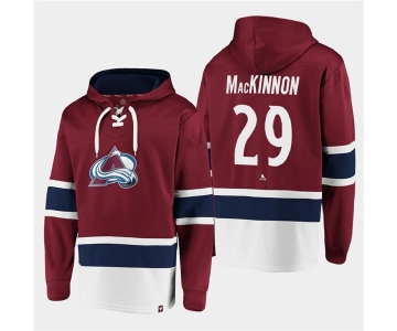 Men's Colorado Avalanche #29 Nathan MacKinnon Burgundy All Stitched Sweatshirt Hoodie
