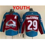 Youth Colorado Avalanche #29 Nathan MacKinnon With A Ptach Burgundy Stitched Jersey