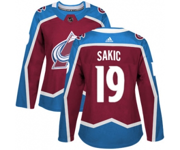 Adidas Colorado Avalanche #19 Joe Sakic Burgundy Home Authentic Women's Stitched NHL Jersey