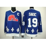 Quebec Nordiques #19 Joe Sakic Navy Blue Throwback CCM Jersey