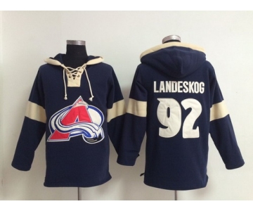 2014 Old Time Hockey Colorado Avalanche #92 Gabriel Landeskog Navy Blue Hoodie