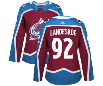 Adidas Colorado Avalanche #92 Gabriel Landeskog Burgundy Home Authentic Women's Stitched NHL Jersey