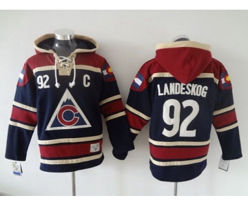Men's Colorado Avalanche #92 Gabriel Landeskog Old Time Hockey 2015 Navy Blue Hoodie