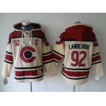 Men's Colorado Avalanche #92 Gabriel Landeskog Old Time Hockey Cream Hoodie