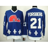Quebec Nordiques #21 Peter Forsberg Navy Blue Throwback CCM Jersey