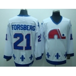 Quebec Nordiques #21 Peter Forsberg White Throwback CCM Jersey