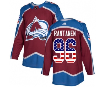 Adidas Avalanche #96 Mikko Rantanen Burgundy Home Authentic USA Flag Stitched NHL Jersey