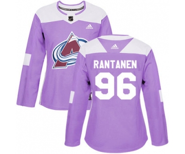 Adidas Colorado Avalanche #96 Mikko Rantanen Purple Authentic Fights Cancer Women's Stitched NHL Jersey