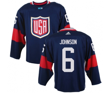 Men's Team USA #6 Erik Johnson Navy Blue 2016 World Cup of Hockey Game Jersey