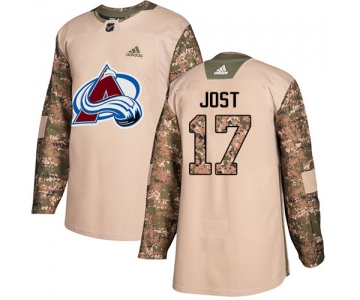 Adidas Avalanche #17 Tyson Jost Camo Authentic 2017 Veterans Day Stitched NHL Jersey