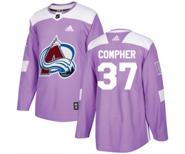 Adidas Avalanche #37 J.T. Compher Purple Authentic Fights Cancer Stitched NHL Jersey