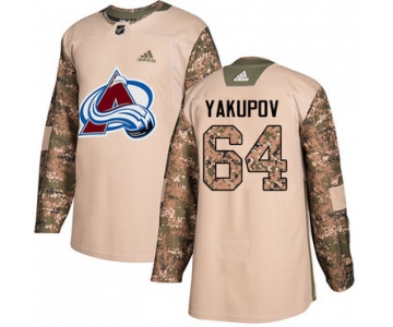 Adidas Avalanche #64 Nail Yakupov Camo Authentic 2017 Veterans Day Stitched NHL Jersey