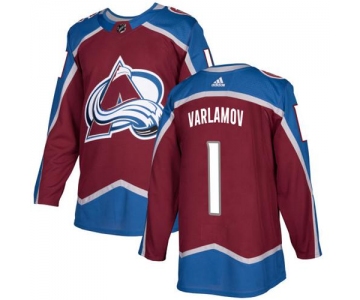 Adidas Colorado Avalanche #1 Semyon Varlamov Burgundy Home Authentic Stitched NHL Jersey