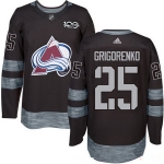 Men's Colorado Avalanche #25 Mikhail Grigorenko Black 100th Anniversary Stitched NHL 2017 adidas Hockey Jersey