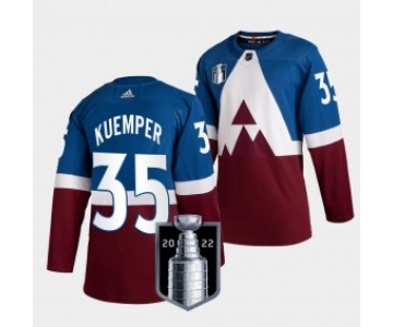 Men's Colorado Avalanche ##35 Darcy Kuemper Blue 2022 Stanley Cup Final Patch Adidas Stitched NHL Jersey