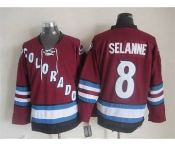 Men's Colorado Avalanche #8 Teemu Selanne 2001-02 Red CCM Vintage Throwback Jersey