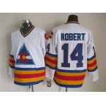 Men's Colorado Rockies #14 Joe Robert 1976-77 White CCM Vintage Throwback Jersey
