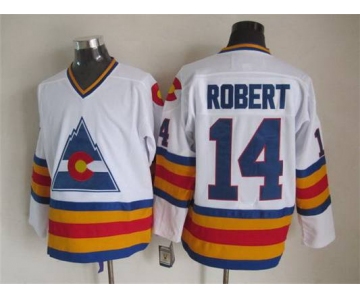 Men's Colorado Rockies #14 Joe Robert 1976-77 White CCM Vintage Throwback Jersey