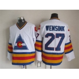 Men's Colorado Rockies #27 John Wensink 1976-77 White CCM Vintage Throwback Jersey