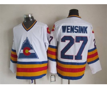 Men's Colorado Rockies #27 John Wensink 1976-77 White CCM Vintage Throwback Jersey