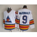 Men's Colorado Rockies #9 Joey MacDonald 1976-77 White CCM Vintage Throwback Jersey